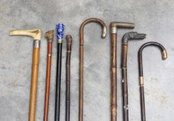A collection of sword sticks and canes, 19th to early 20th century,