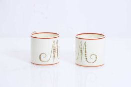 A pair of Wedgwood creamware mugs, c.1820,