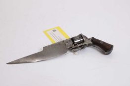 A Belgian pinfire six-shot Dumonthier patent knife revolver, c.1860