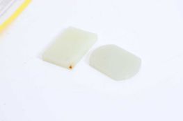 Two Chinese carved and inscribed jade pendant plaques, 20th century,