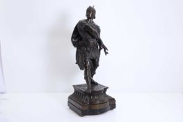 After Arthur Waagen, 20th century, a spelter figure of a knight,