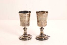 Two Limited Edition Hertford silver goblets, 20th century,