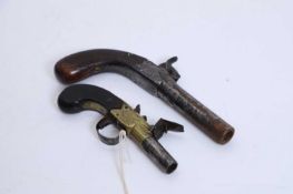 A flint lock pocket pistol, mid 19th century, London,