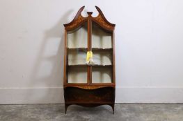 A Sheraton Revival mahogany hanging display cabinet, c.1890,
