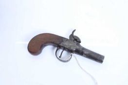 A percussion pocket pistol, mid 19th century,