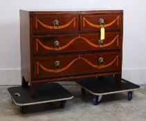 A mahogany and boxwood inlaid chest of four drawers, 20th century,