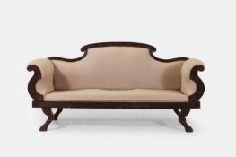 A Regency-style carved wooden settee, 20th century,