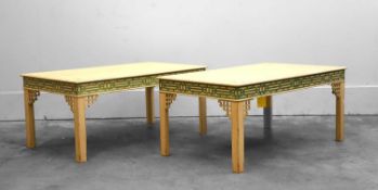 A pair of painted coffee tables, of modern manufacture,
