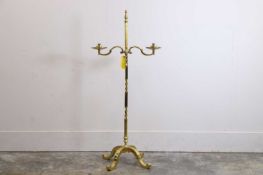 A brass two-light candelabra, 20th century,
