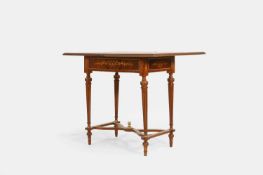 A Louis XVI-style walnut, marquetry and penwork games table, first half of the 20th century, French,
