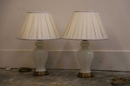 A pair of opaline table lamps, 20th century,