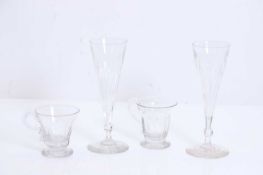 Ten champagne flutes and six custard cups, 20th century,