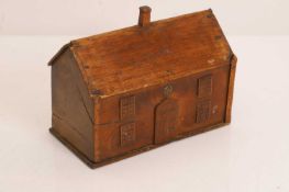 A folk art elm money box, first half 19th century,