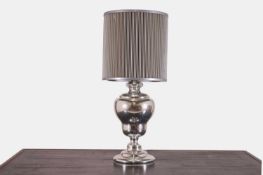 A silvered-glass vase lamp, of recent manufacture,