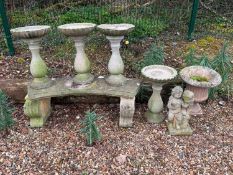 A collection of reconstituted garden items, 20th century,