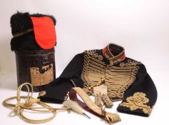 A Royal Horse Artillery Captain's dress jacket and busby hat, 19th/20th century,