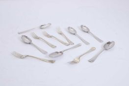 A set of six Hanoverian silver teaspoons, possibly by Ebenezer Coker, London, circa 1750,