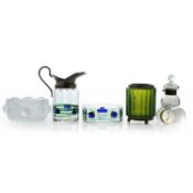 A collection of five glass items, early 20th century and later,