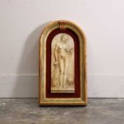 A carved alabaster relief panel, 20th century,