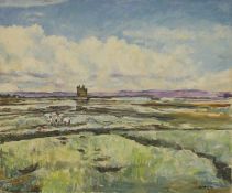 ▲ Nancy Weir Huntly (British, 1890-1963) An open landscape with sheep grazing