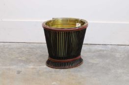 A wood and brass bucket, 20th century,