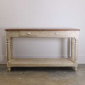 A painted French farmhouse narrow table, early 20th century,