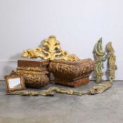 A collection of decorative giltwood items, 18th century and later,