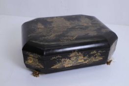 A Chinese export gilt lacquered games box, 19th century,