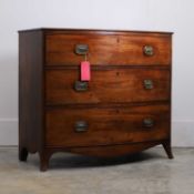 A George III mahogany bow front chest of drawers,