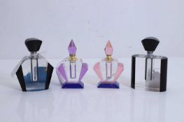 A group of four Art Deco glass scent bottles, 20th century,