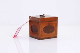 A square kingwood tea caddy, 20th century,