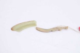 A Chinese carved jade comb, 20th century,