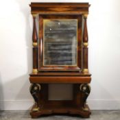 A mahogany and parcel gilt console table and mirror, late 19th century,