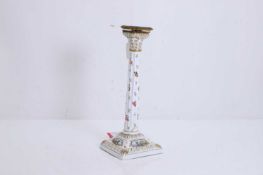 A South Staffordshire enamelled candlestick, late 18th century, Bilston,