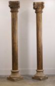 A pair of large French carved Corinthian columns, 20th century,
