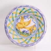 A large tin-glazed earthenware 'lebrillo' basin, 19th century, Spanish,