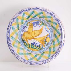 A large tin-glazed earthenware 'lebrillo' basin, 19th century, Spanish,