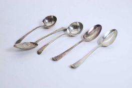 A collection of silver rattail tableware,
