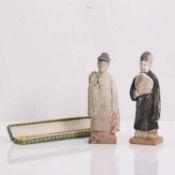 A pair of Chinese terracotta tomb attendants, circa 16th century,