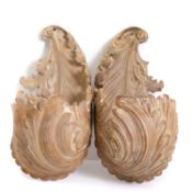 A pair of large carved wooden uplighters, circa early 20th century,