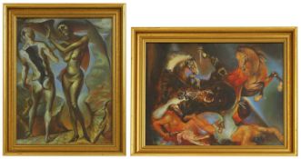 Eastern European School, 20th century 'Chaos of the Beast' and 'Purgatory'