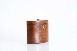 A collection of three oval harewood tea caddies,