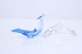 Two Baccarat glass dolphins, 20th century,
