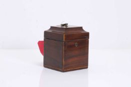 A square mahogany tea caddy,