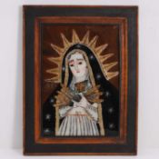 A reverse-painted glass icon of the Mater Dolorosa, late 19th to early 20th century,
