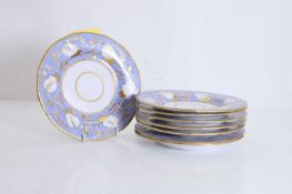 A set of eight painted and gilt-heightened porcelain dessert plates by Ridgeway, late 19th century,