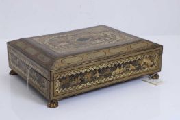 A Chinese export gilt-lacquered games box, 19th century,