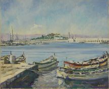 ▲ Nancy Weir Huntly (British, 1890-1963) Boats moored at a jetty
