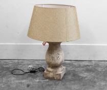 A composite stone table lamp, of recent manufacture,