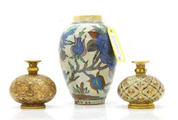 A polychrome-painted stoneware vase in the Ottoman-style, 20th century, Palestinian,